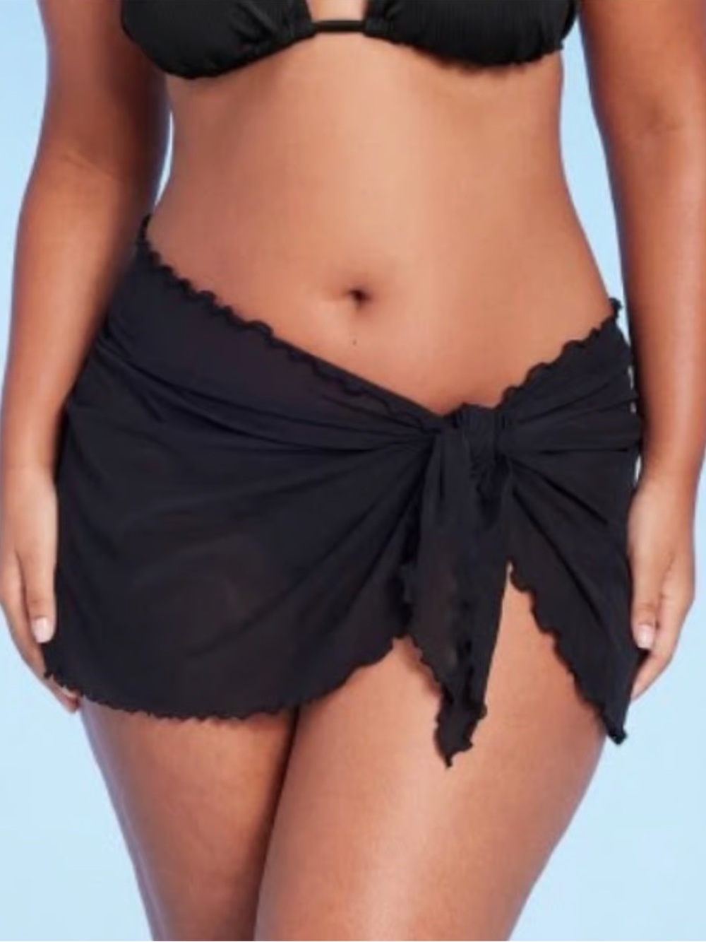 Target Wild Fable Black Lettuce Edge Mesh Swim Cover Up Sarong